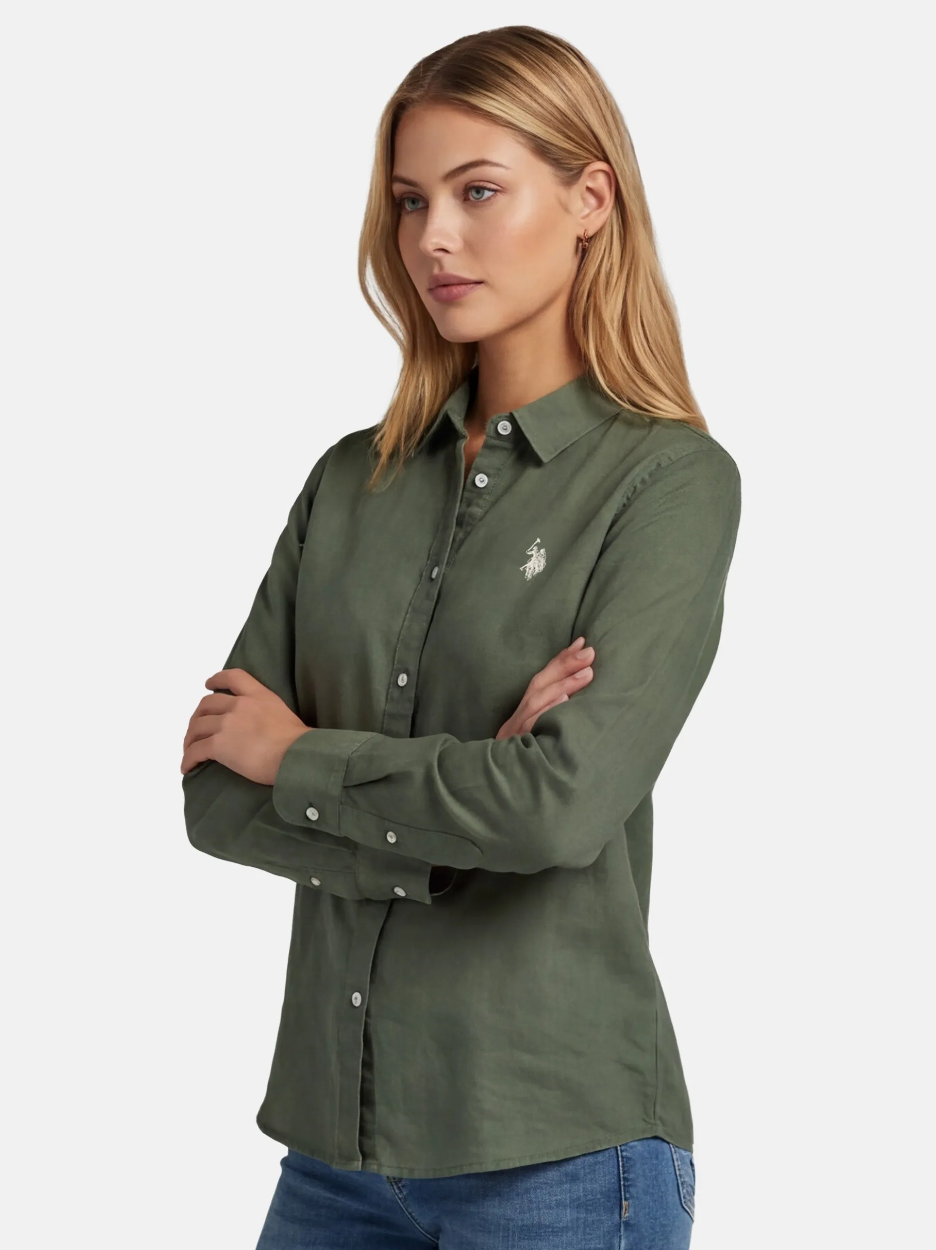 U.S. Polo Assn. Damen Hemdbluse - USBellaa in oliv