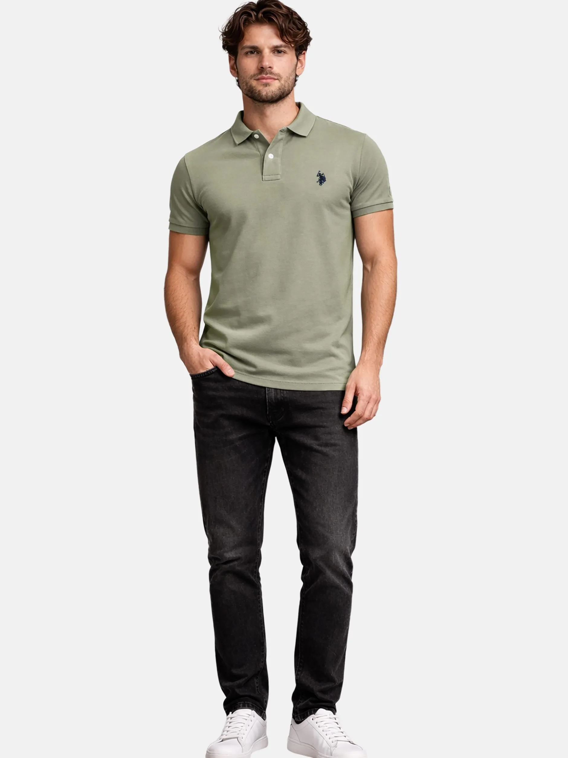 U.S. Polo Assn. Herren Poloshirt - USBrodyy in oliv