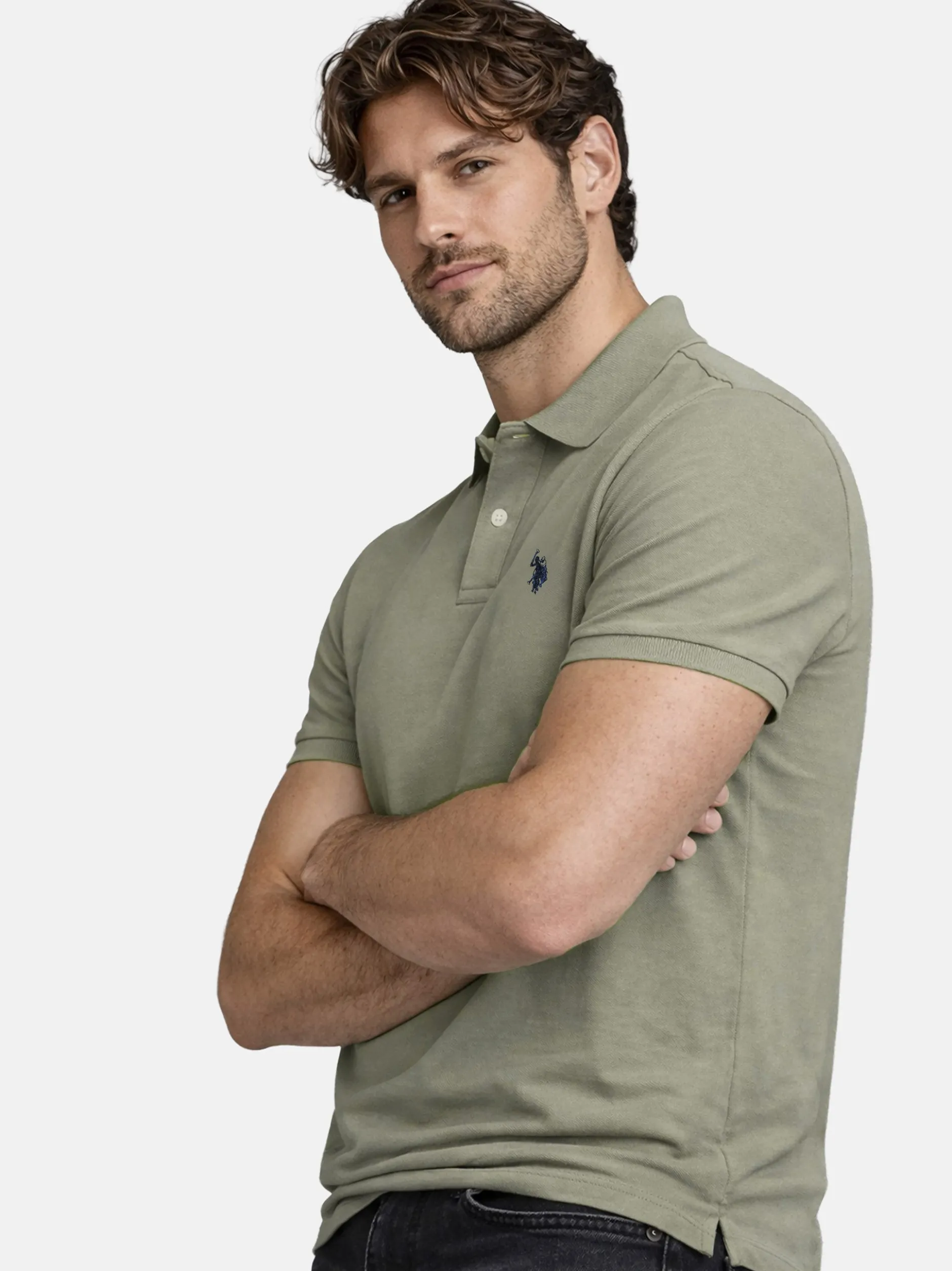 U.S. Polo Assn. Herren Poloshirt - USBrodyy in oliv