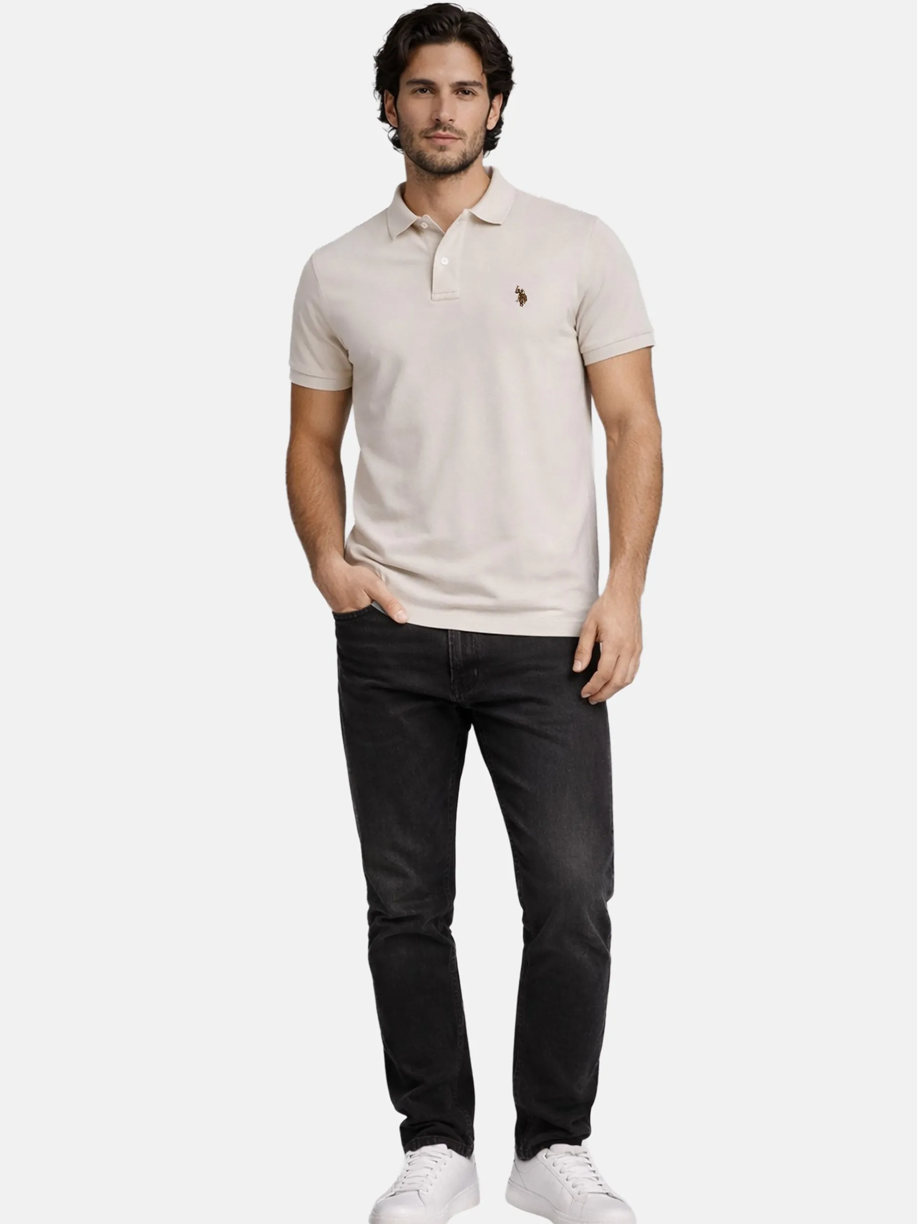 U.S. Polo Assn. Herren Poloshirt - USBrodyy in sand