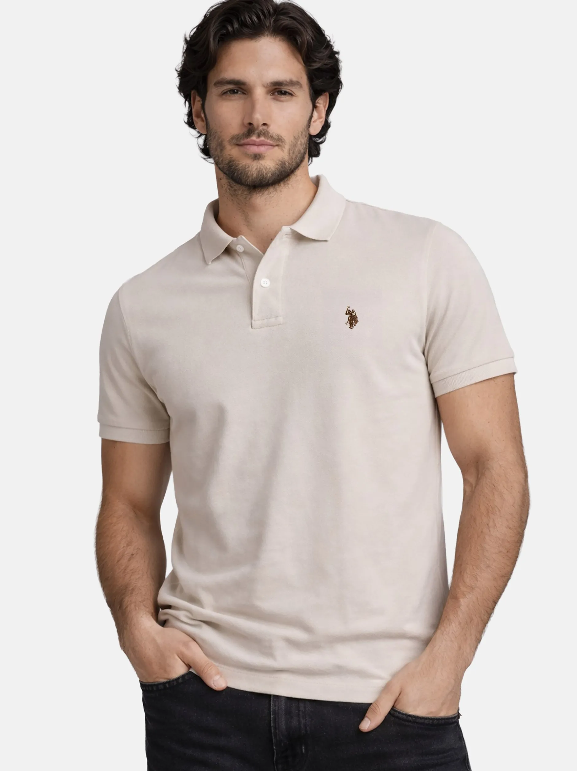 U.S. Polo Assn. Herren Poloshirt - USBrodyy in sand