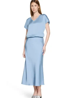 V by Vera Mont Damen Satinshirt in hellblau