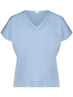 V by Vera Mont Damen Satinshirt in hellblau