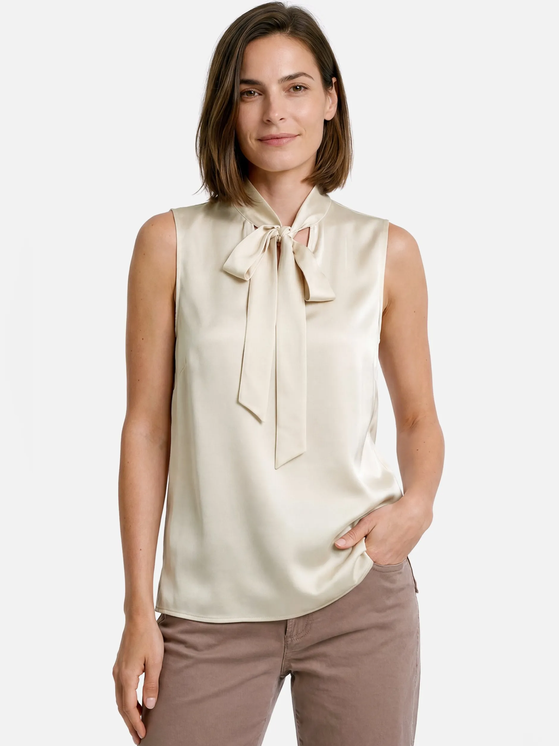 V by Vera Mont Damen Satintop in beige - Ärmel: ohne Arm