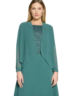 Vera Mont Damen Bolero in smaragd - Ärmel: langarm