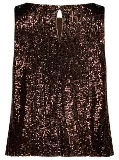 Vera Mont Damen Pailletten-Top in braun