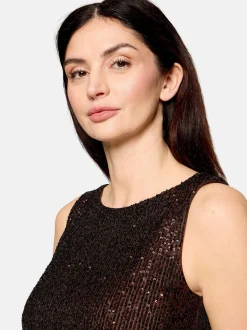 Vera Mont Damen Pailletten-Top in braun