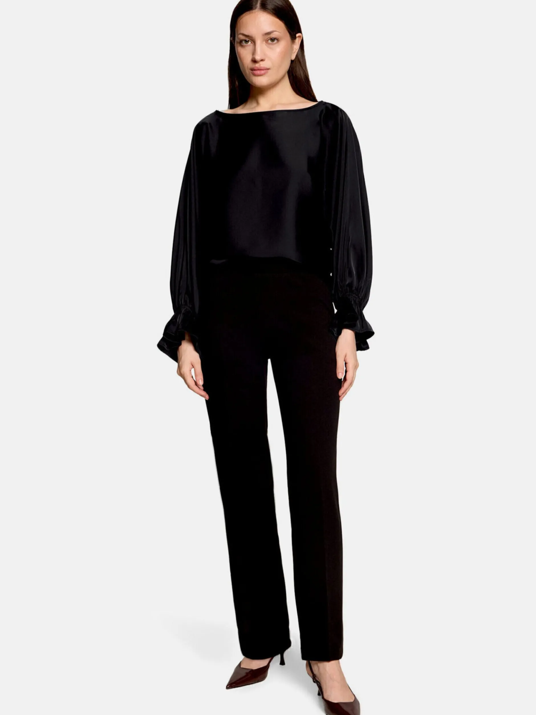 Vera Mont Damen Satin-Bluse in schwarz