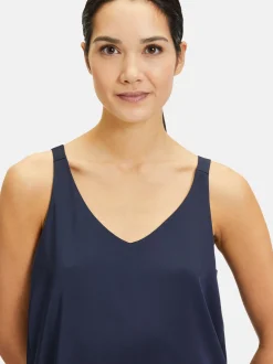 Vera Mont Damen Satin-Bluse in marine blau