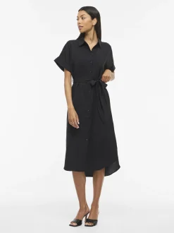 Vila Damen Blusenkleid - Hula in schwarz - Länge: mittel