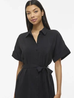 Vila Damen Blusenkleid - Hula in schwarz - Länge: mittel