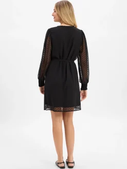Vila Damen Kleid - VIEdee in schwarz - Ärmel: langarm