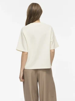Vila Damen Kurzarm-Sweatshirt - VIreflect Crew in ecru