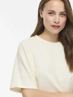 Vila Damen Kurzarm-Sweatshirt - VIreflect Crew in ecru