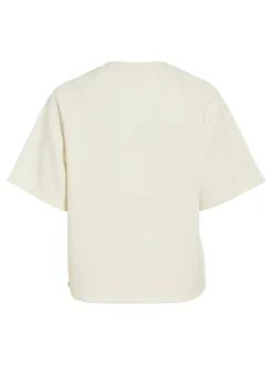 Vila Damen Kurzarm-Sweatshirt - VIreflect Crew in ecru