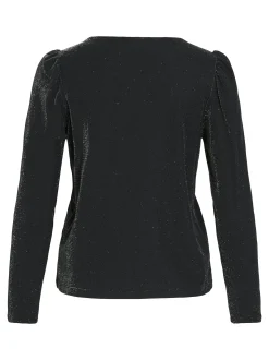 Vila Damen Langarmshirt - VIElainas in anthrazit silber