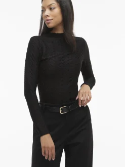 Vila Damen Langarmshirt - VISagara in schwarz