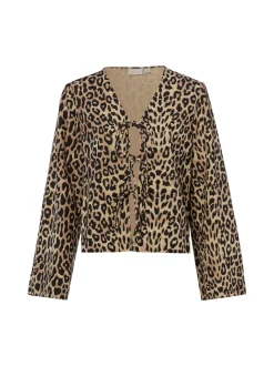 Vila Damen Sommerbluse mit Leinen-Anteil - VIPrisilla in beige schwarz