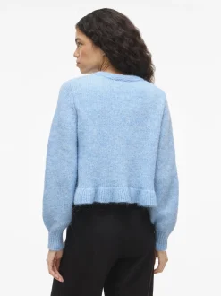 Vila Damen Strickjacke mit Wolle - VIDoris in hellblau