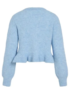 Vila Damen Strickjacke mit Wolle - VIDoris in hellblau