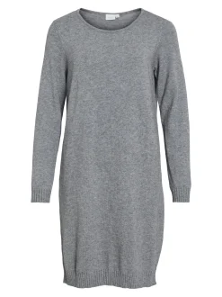 Vila Damen Strickkleid - VIRil in hellgrau - Länge: kurz