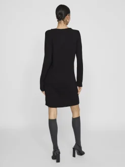 Vila Damen Strickkleid - VIRil in schwarz - Länge: kurz
