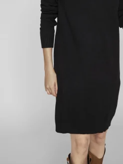 Vila Damen Strickkleid - VIRil in schwarz - Länge: kurz