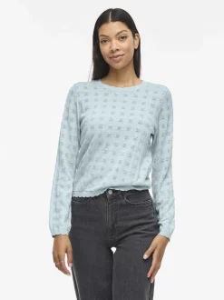 Vila Damen Strickpullover - VIAmbelle in hellblau