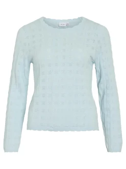Vila Damen Strickpullover - VIAmbelle in hellblau