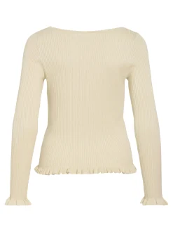 Vila Damen Strickshirt - Belia in beige - Ärmel: langarm
