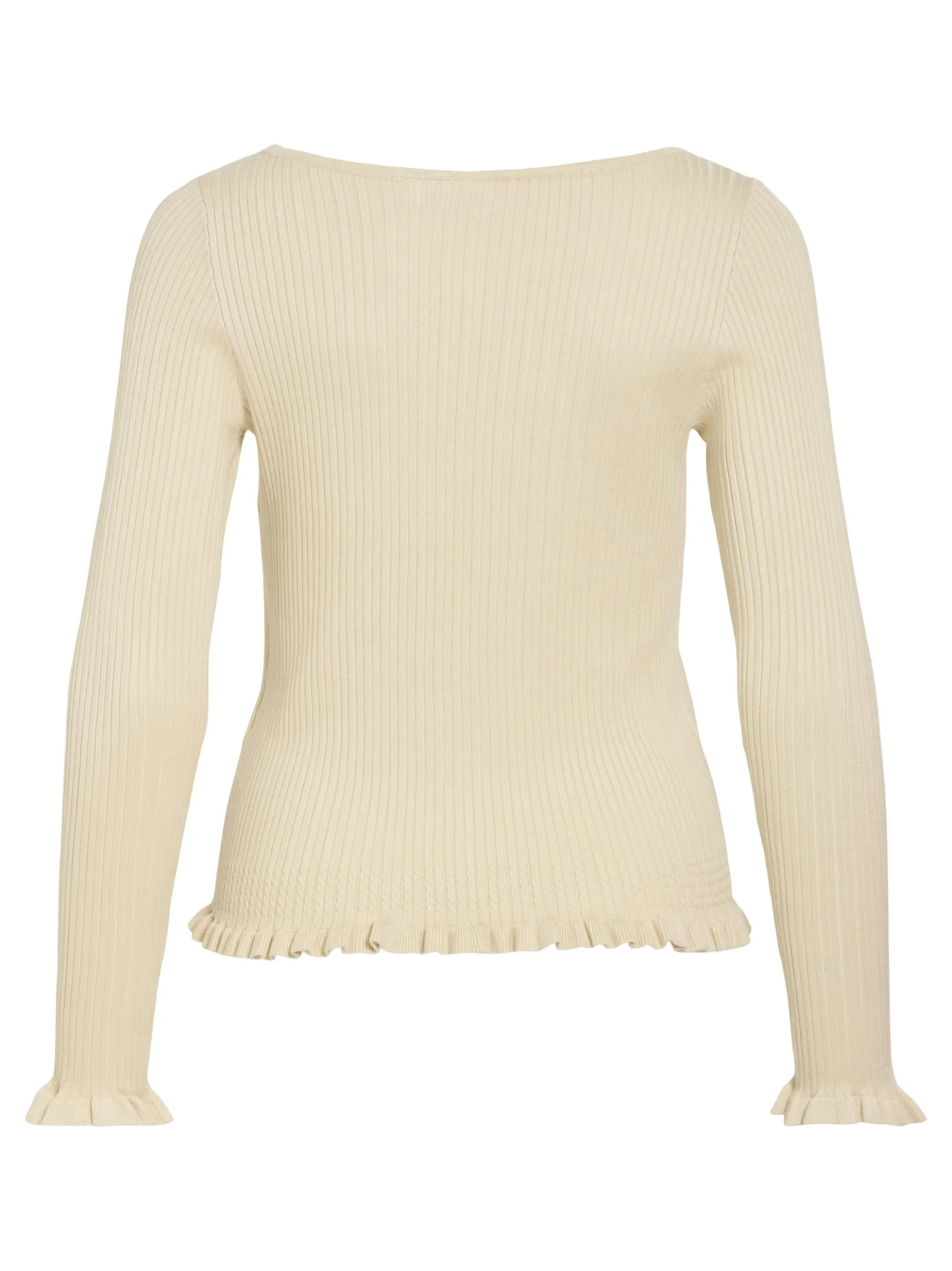 Vila Damen Strickshirt - Belia in beige - Ärmel: langarm