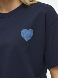Vila Damen T-Shirt - Monie in marine - Ärmel: kurzarm