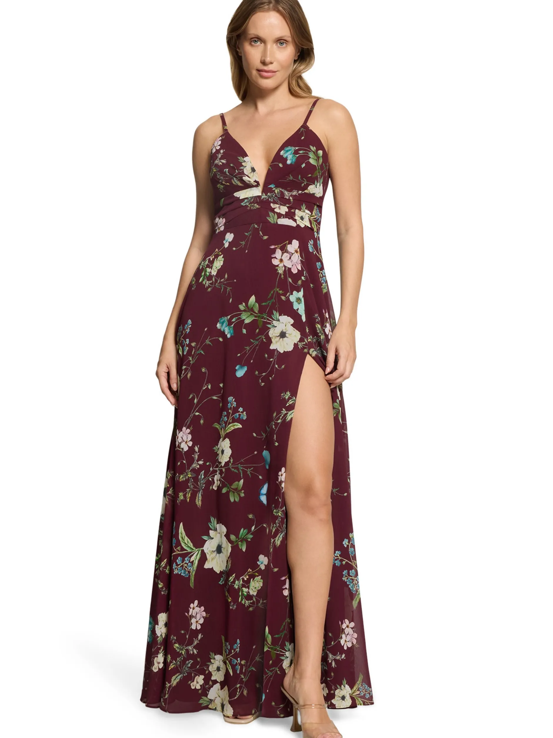 VM Damen Abendkleid in aubergine - Länge: lang
