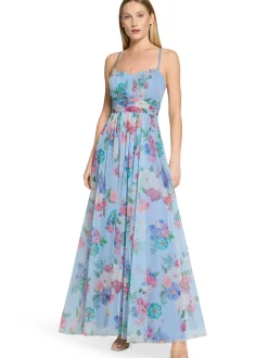 VM Damen Abendkleid in hellblau mehrfarbig - Länge: lang