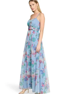 VM Damen Abendkleid in hellblau mehrfarbig - Länge: lang