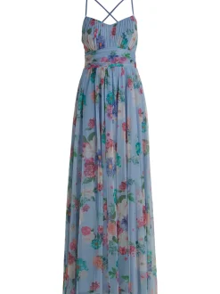 VM Damen Abendkleid in hellblau mehrfarbig - Länge: lang