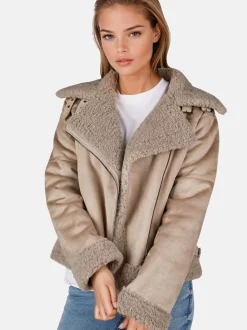 White Label Damen Bikerjacke in taupe