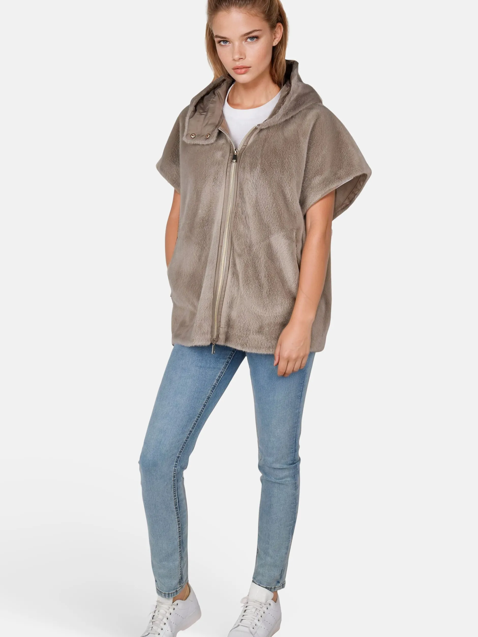 White Label Damen Poncho-Weste in grau