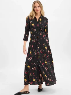 Y.A.S Damen Blusenkleid - YASSavanna in schwarz mehrfarbig