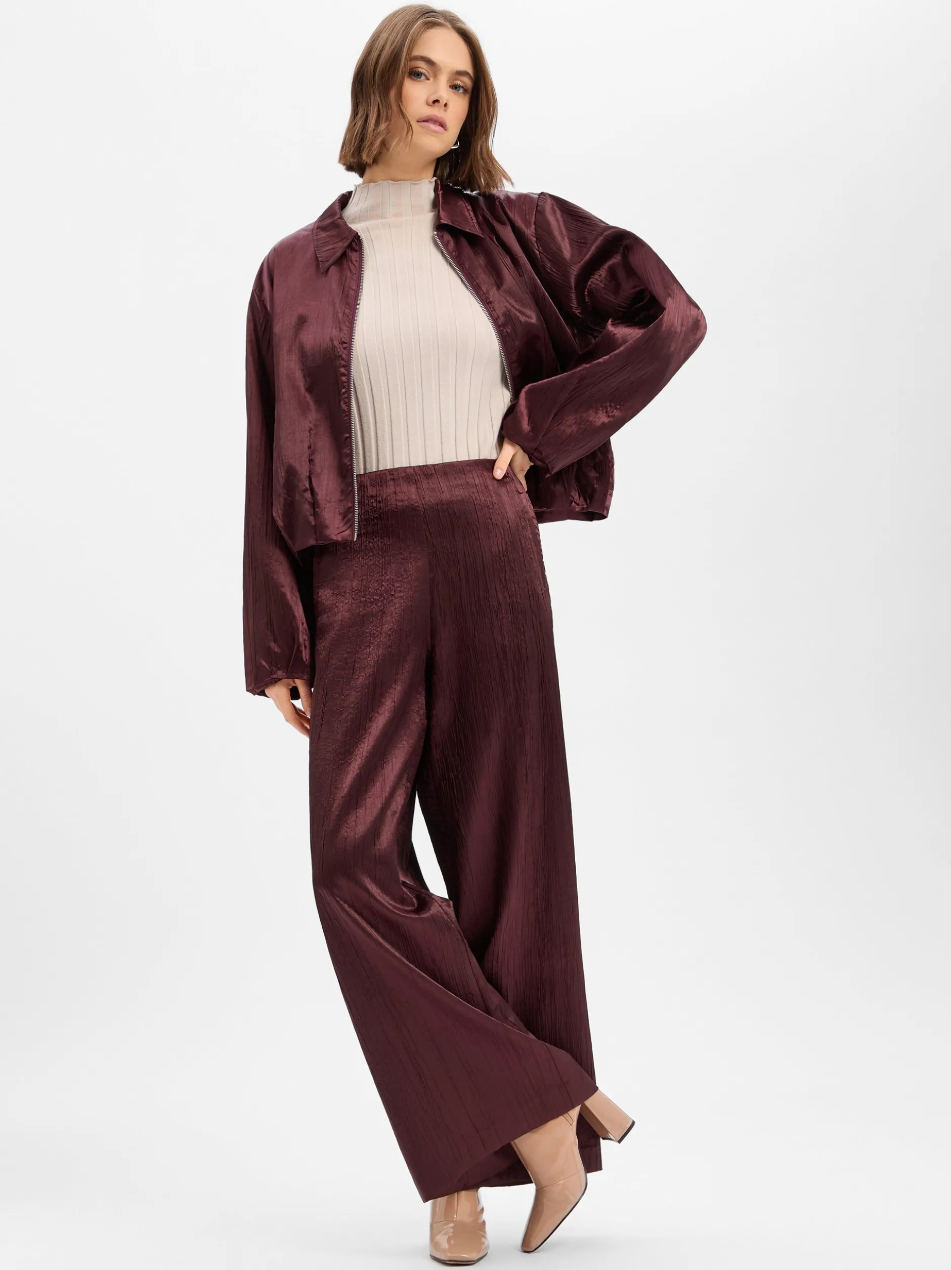 Y.A.S Damen Hose - YASTira in bordeaux - Länge: lang