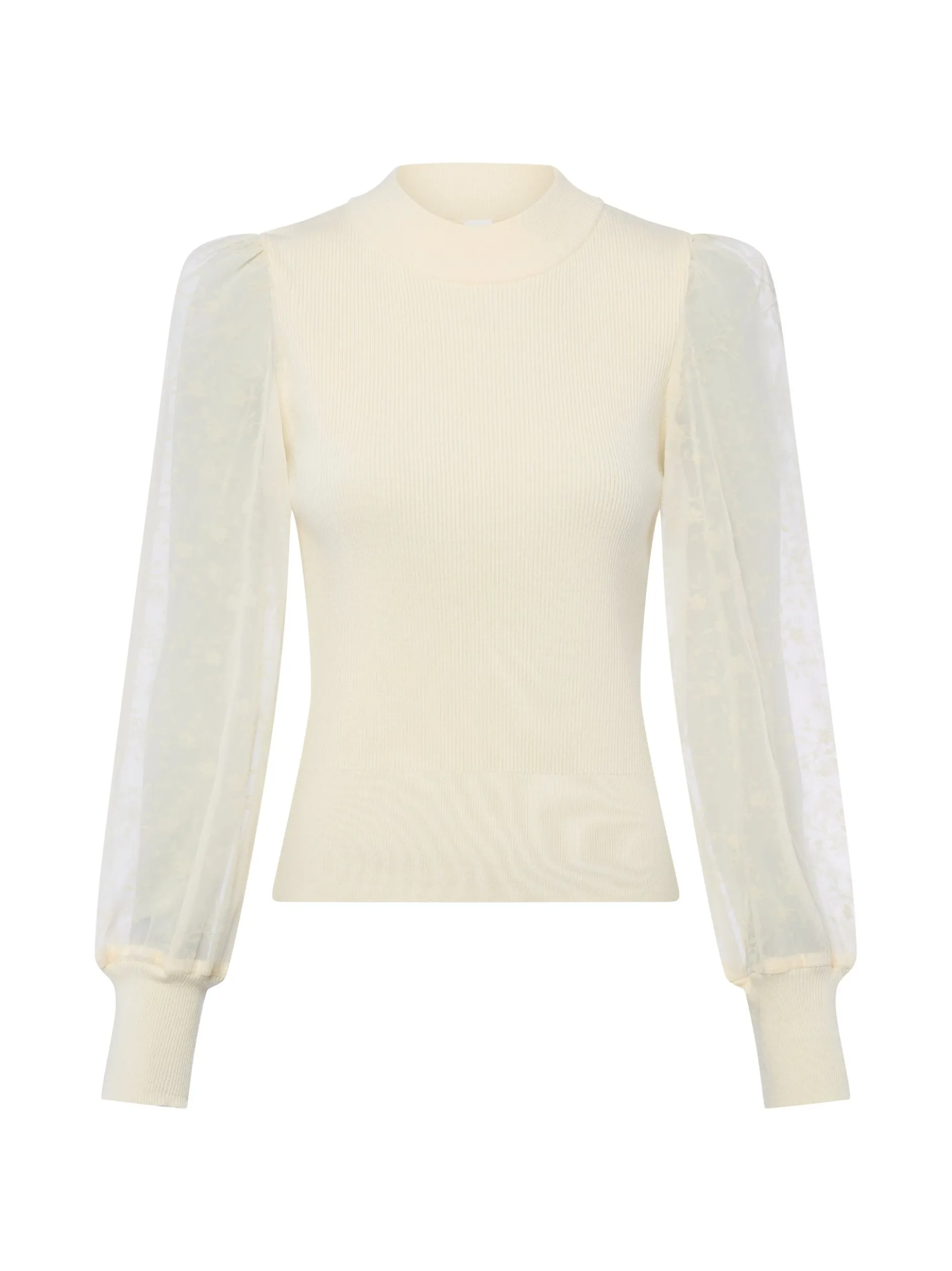 Y.A.S Damen Pullover - YASDotme in ecru - Ärmel: langarm