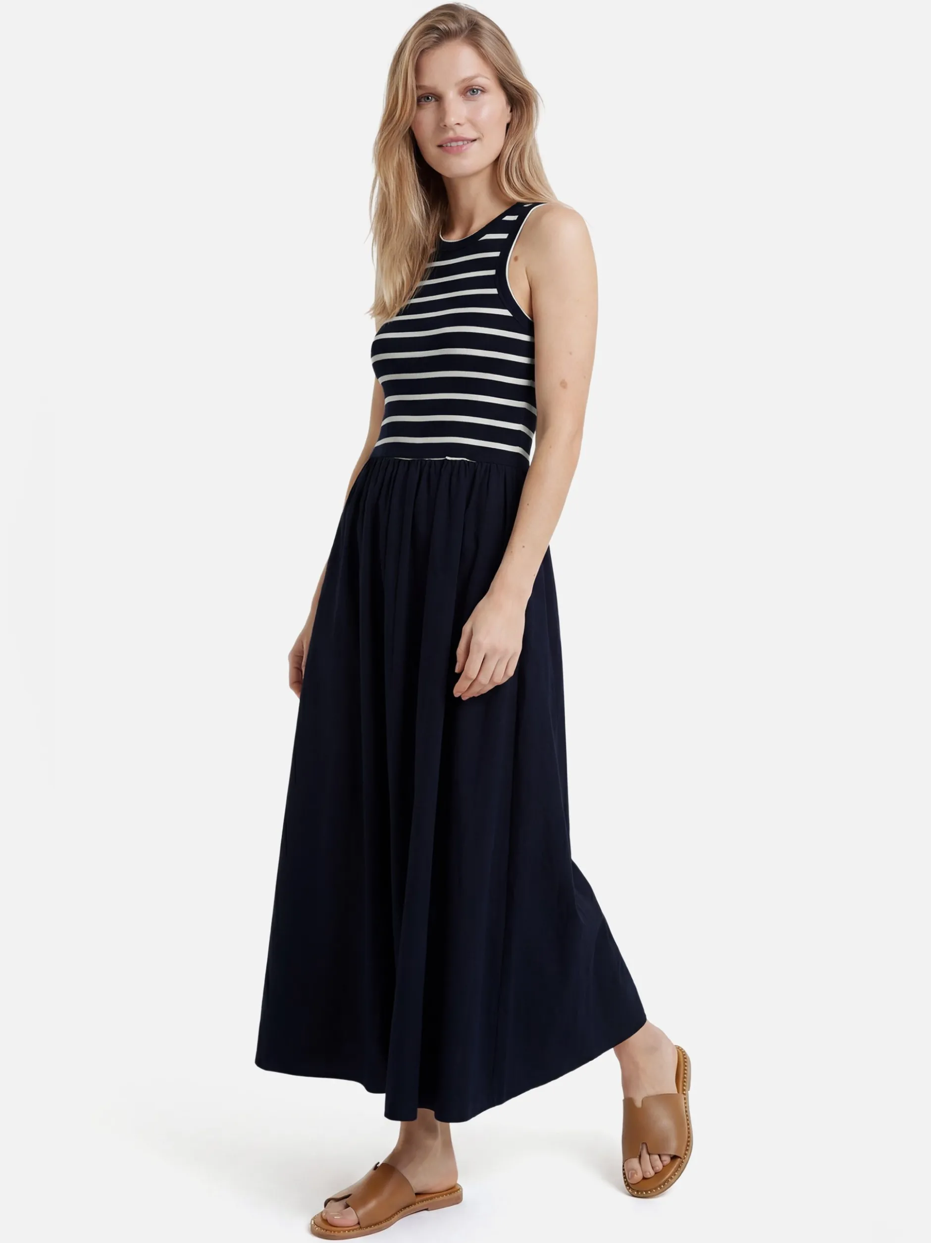 Y.A.S Damen Trägerkleid - YASMiri in marine ecru