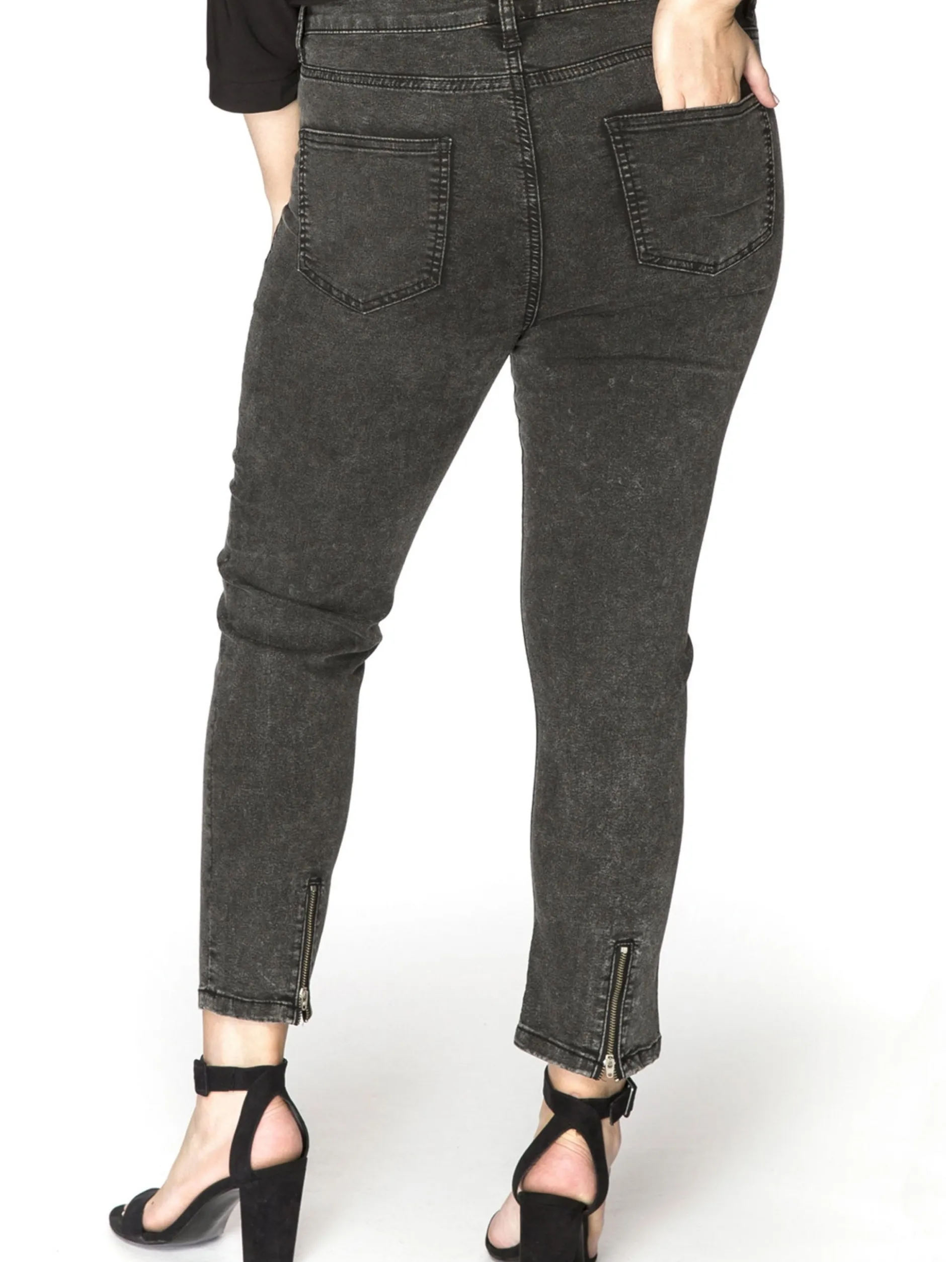 YOEK Damen 7/8 Jeans in grau