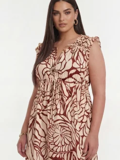 YOEK Damen Kleid in bordeaux mehrfarbig