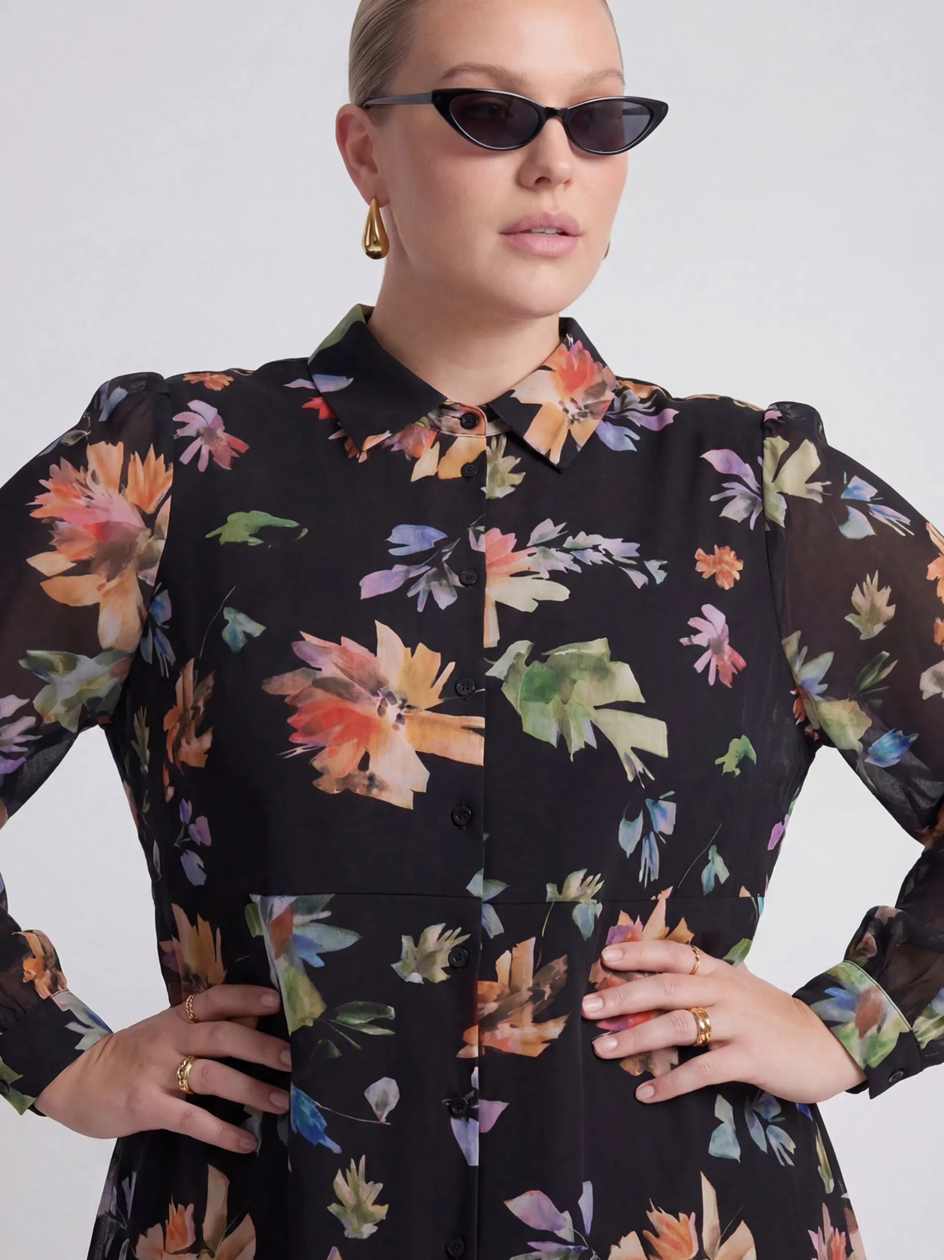 YOEK Damen Kleid in schwarz mehrfarbig