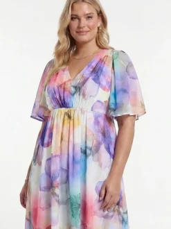 YOEK Damen Kleid in weiß mehrfarbig