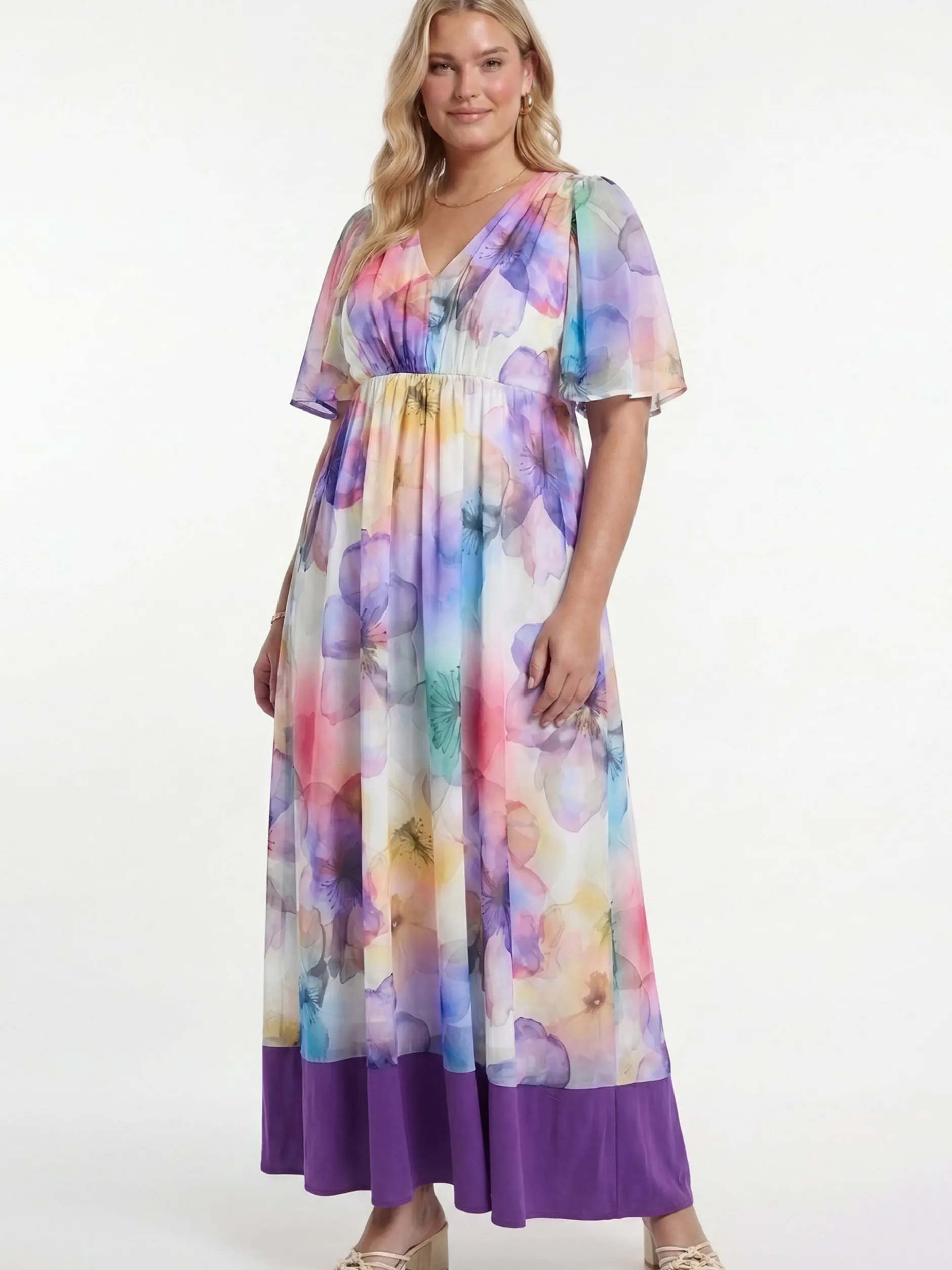 YOEK Damen Kleid in weiß mehrfarbig