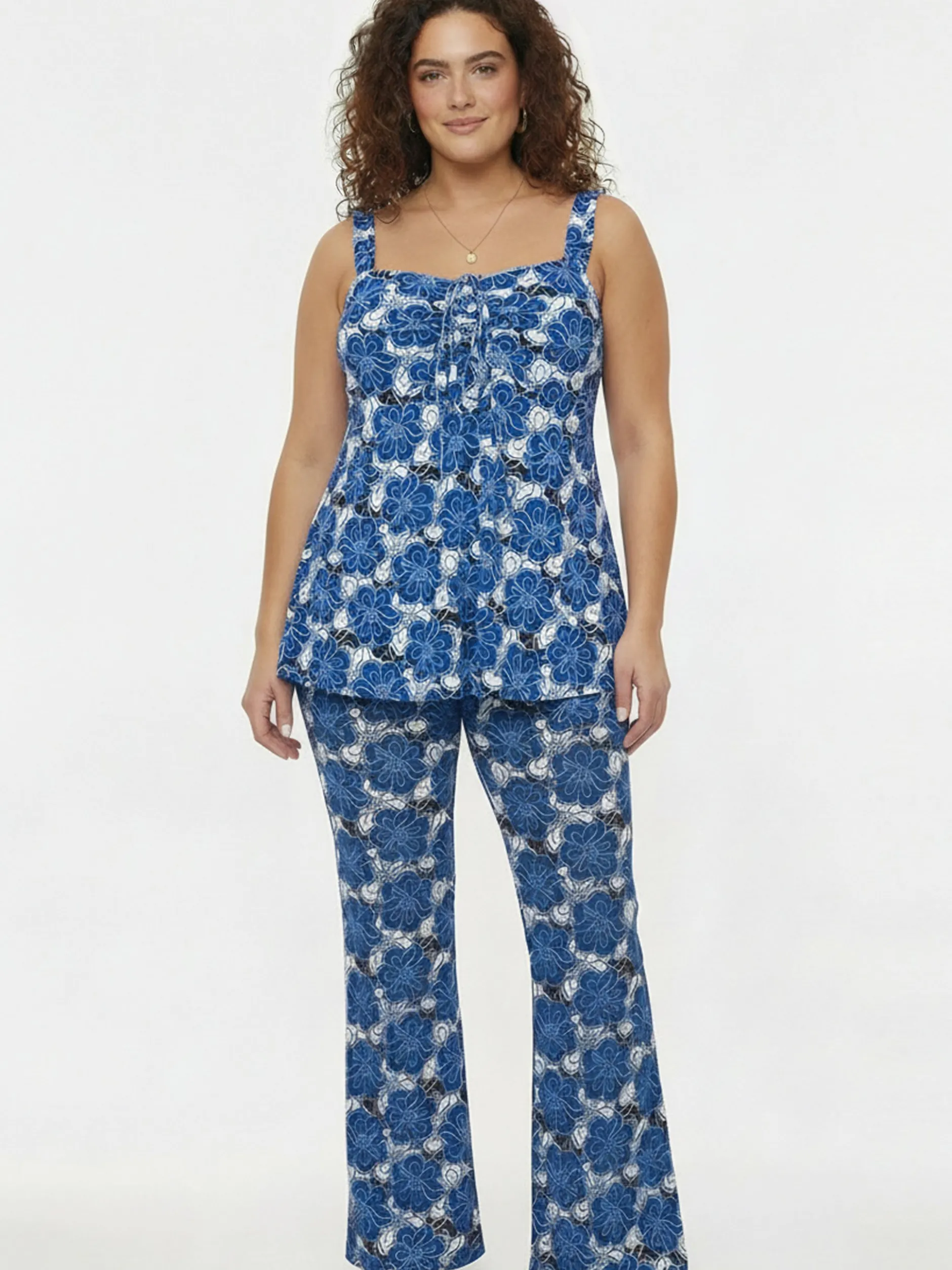 YOEK Damen Top in blau weiß