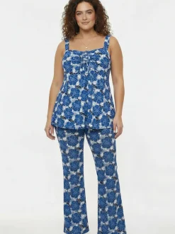 YOEK Damen Top in blau weiß