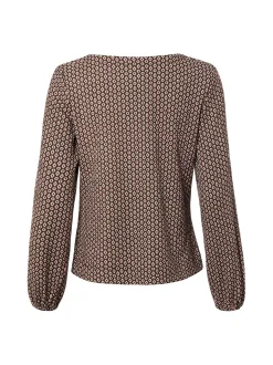 zero Damen Blusenshirt in braun pink - Ärmel: langarm